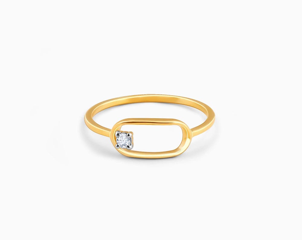 14K Yellow Gold Lab Diamond Ring: Minimalist Open Band Design