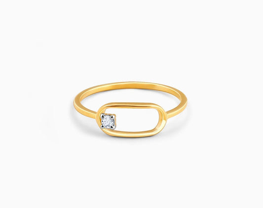 14K Yellow Gold Lab Diamond Ring: Minimalist Open Band Design