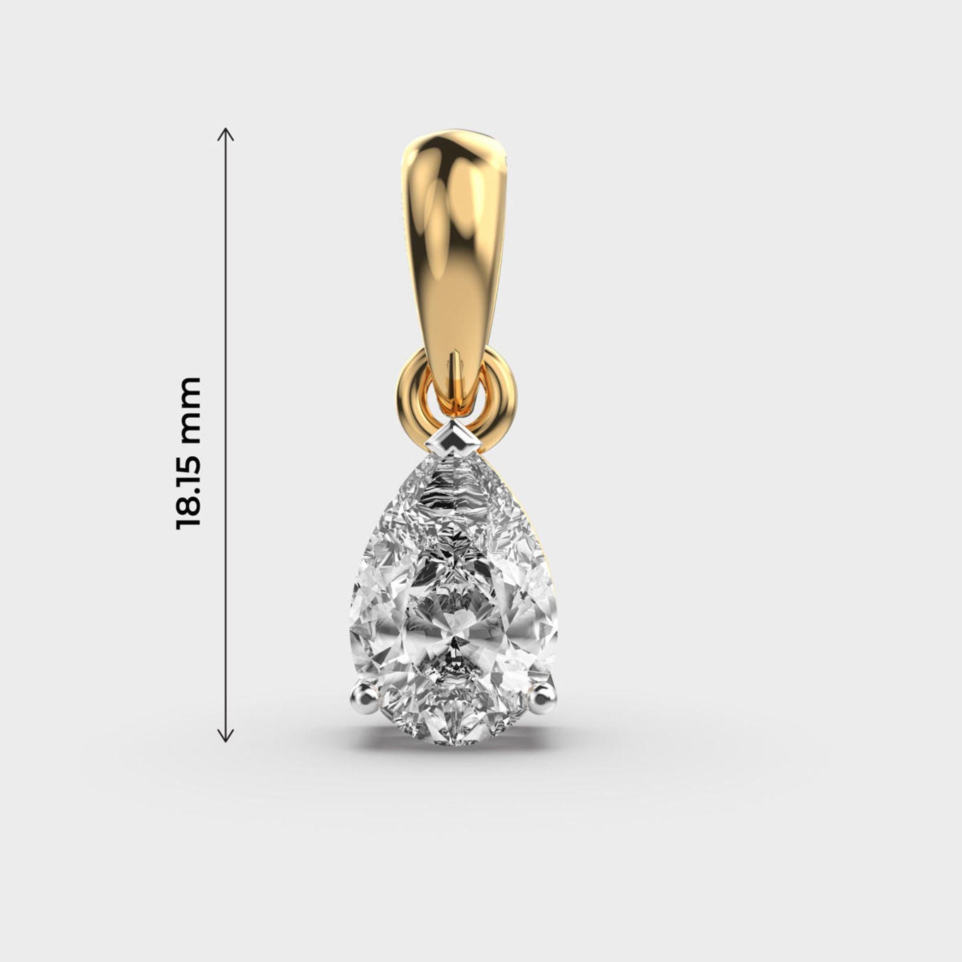 18K Gold Pear Cut Lab Diamond Necklace: Teardrop Solitaire Pendant