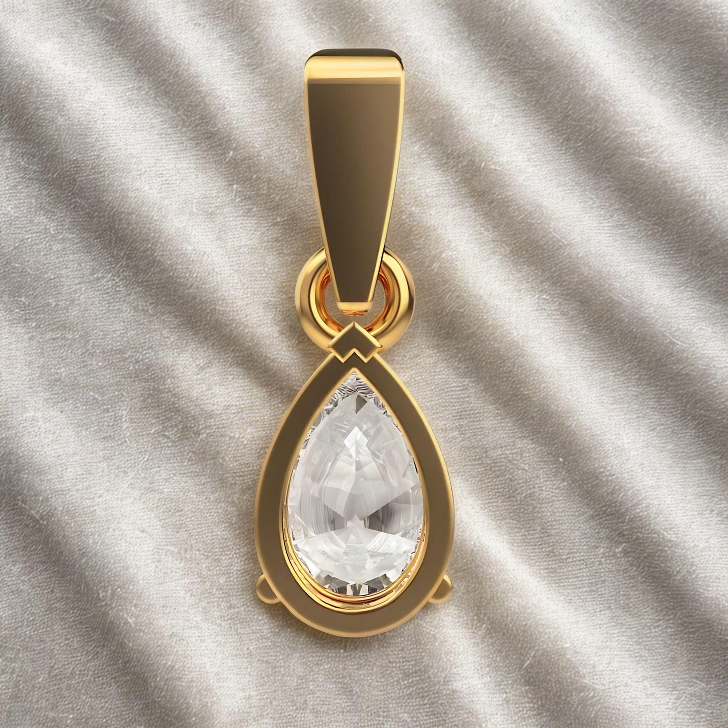 18K Gold Pear Cut Lab Diamond Necklace: Teardrop Solitaire Pendant
