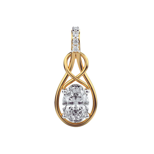 14K Yellow Gold Oval Diamond Cage Pendant 2.10 Ct EF VVS/VS 6 Stones (No Chain)
