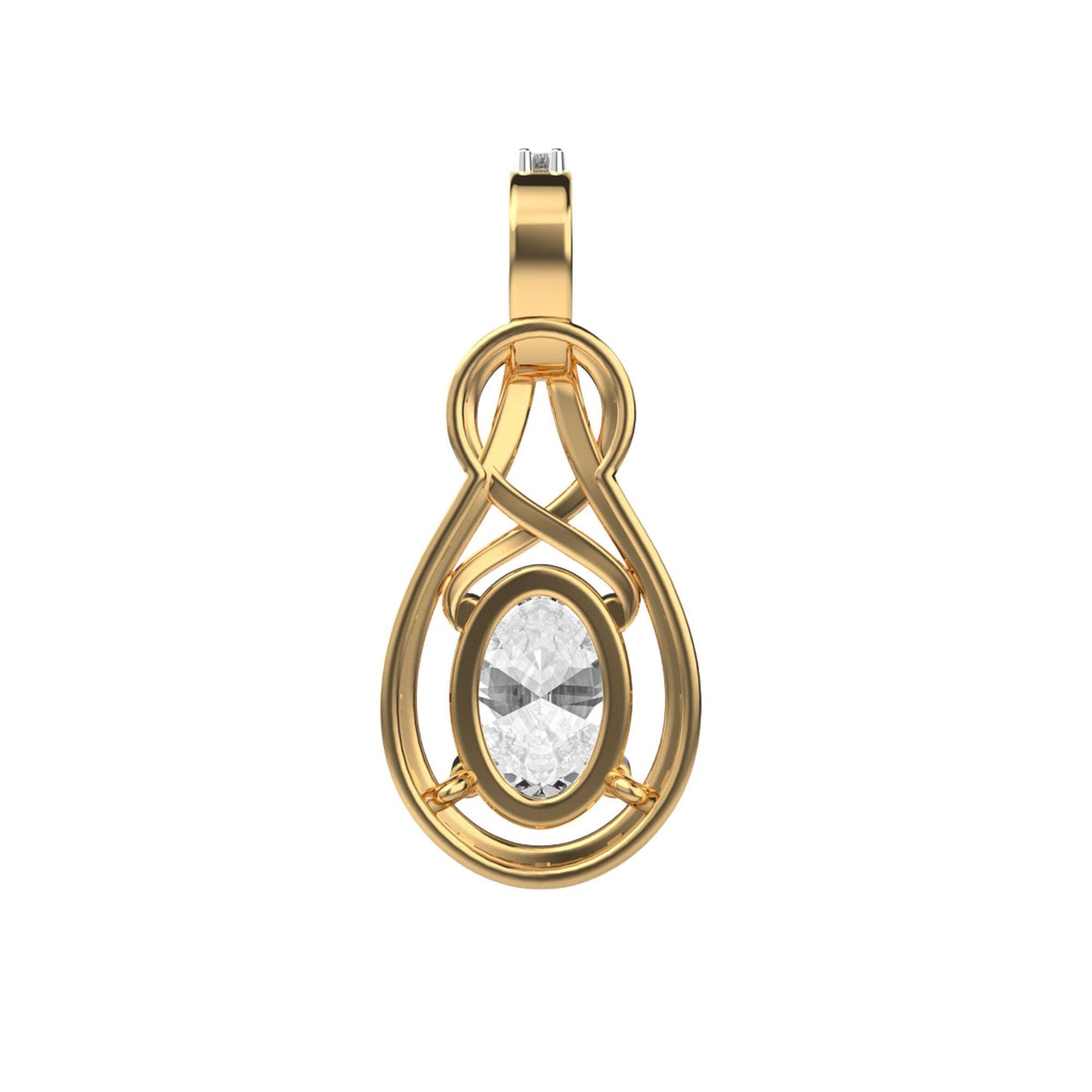 14K Yellow Gold Oval Diamond Cage Pendant 2.10 Ct EF VVS/VS 6 Stones (No Chain)