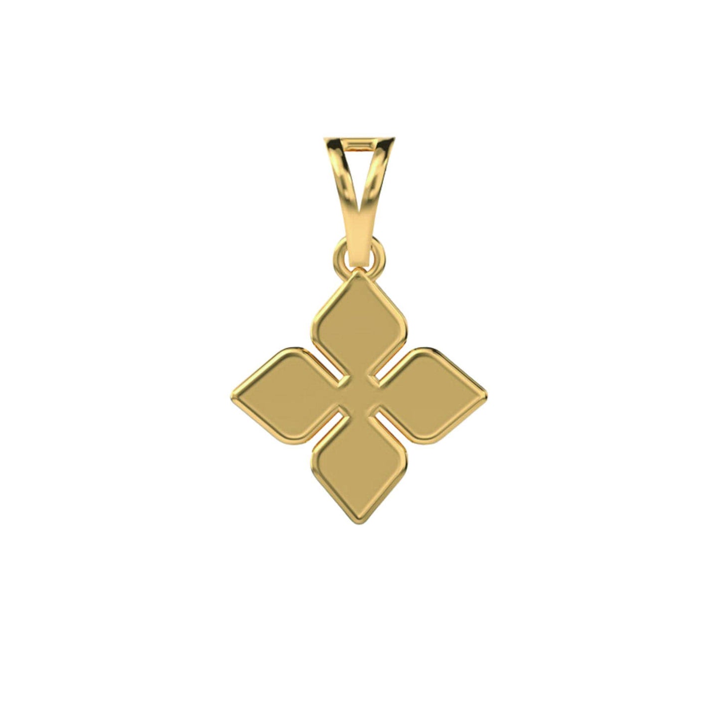 14K Yellow Gold Floral Diamond Pendant 0.15Ct Round EF VVS/VS 16 Stones No Chain