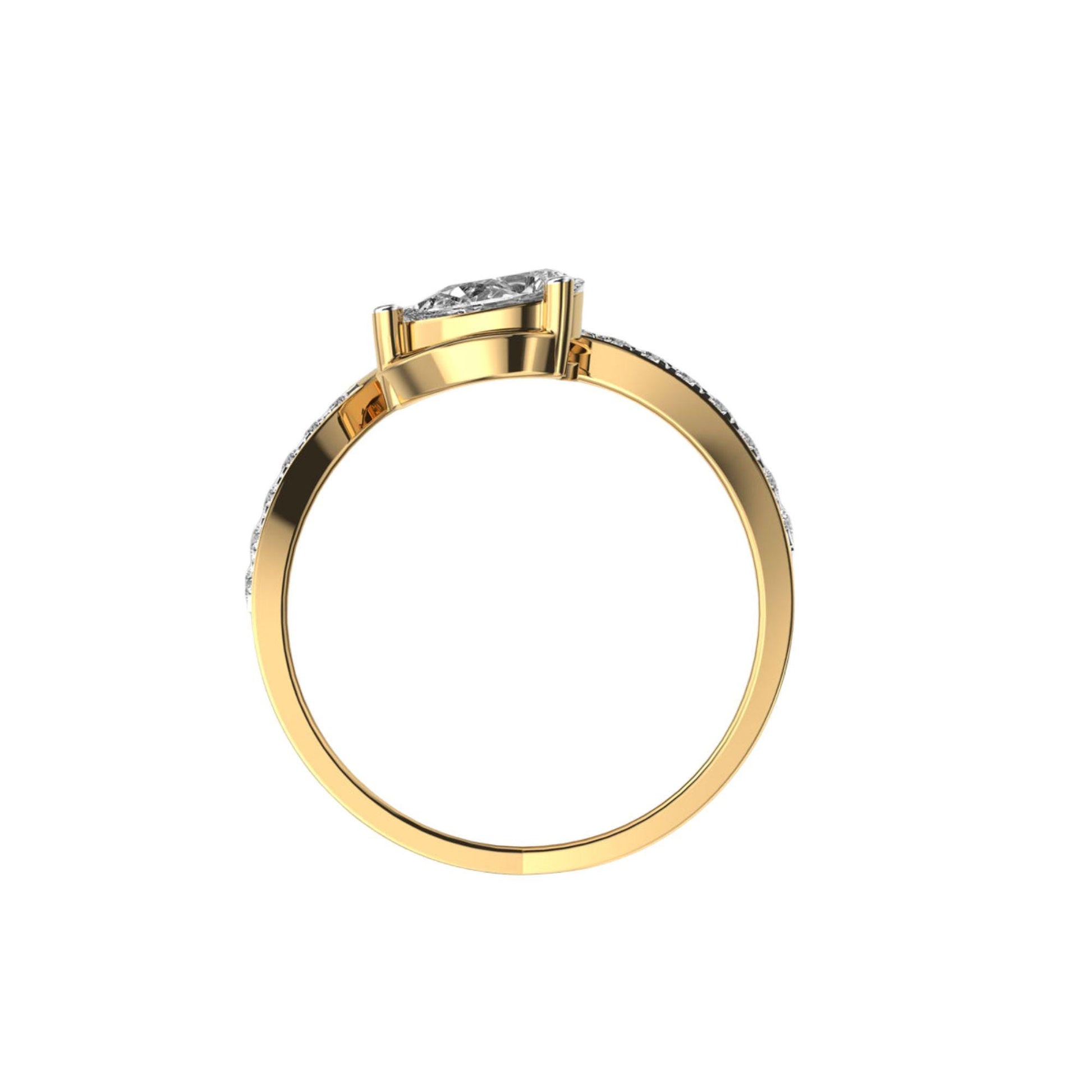 14K Yellow Gold Duo Diamond Ring 0.84Ct Pear & Round EF VVS/VS 16 Stones