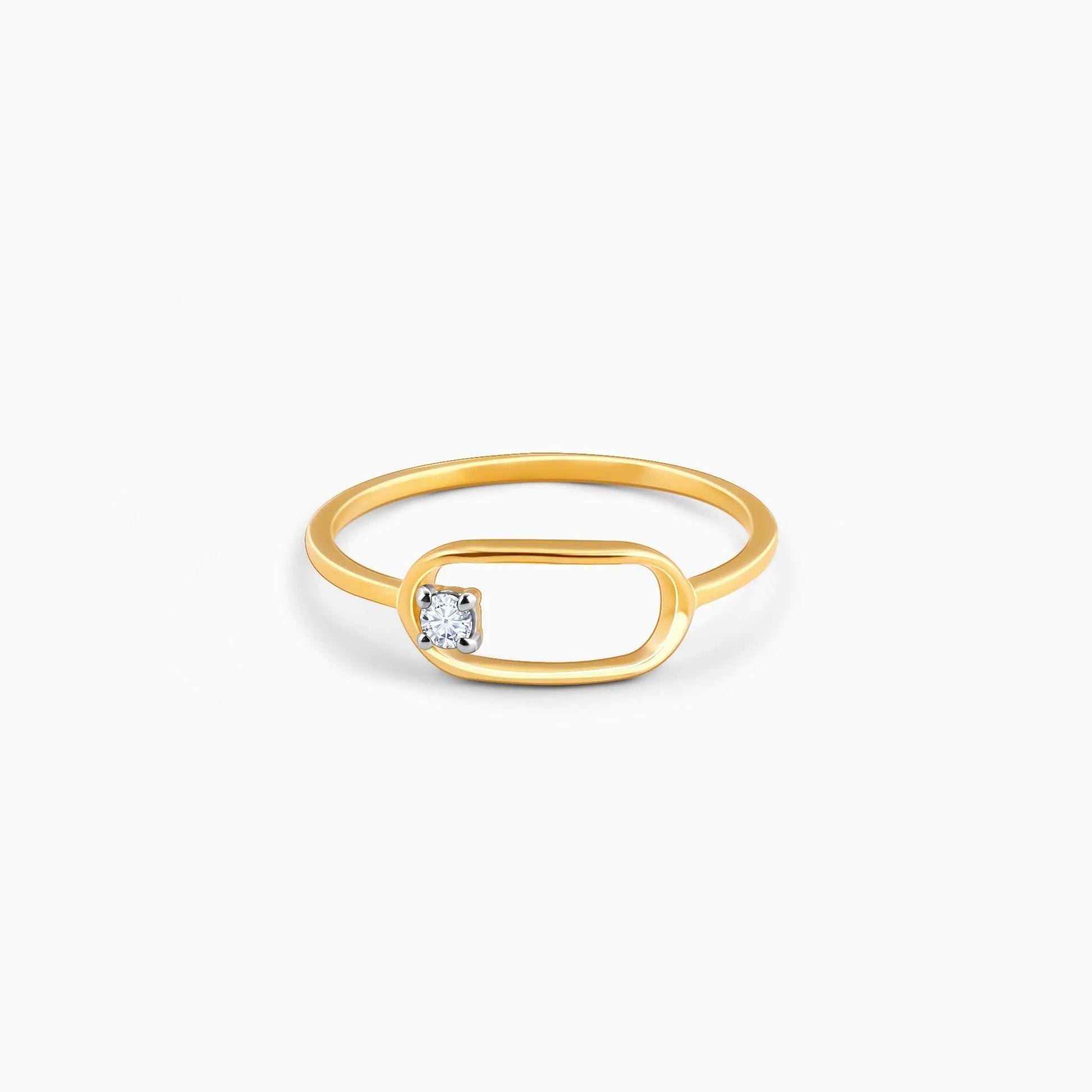 14K Yellow Gold Lab Diamond Ring: Minimalist Open Band Design