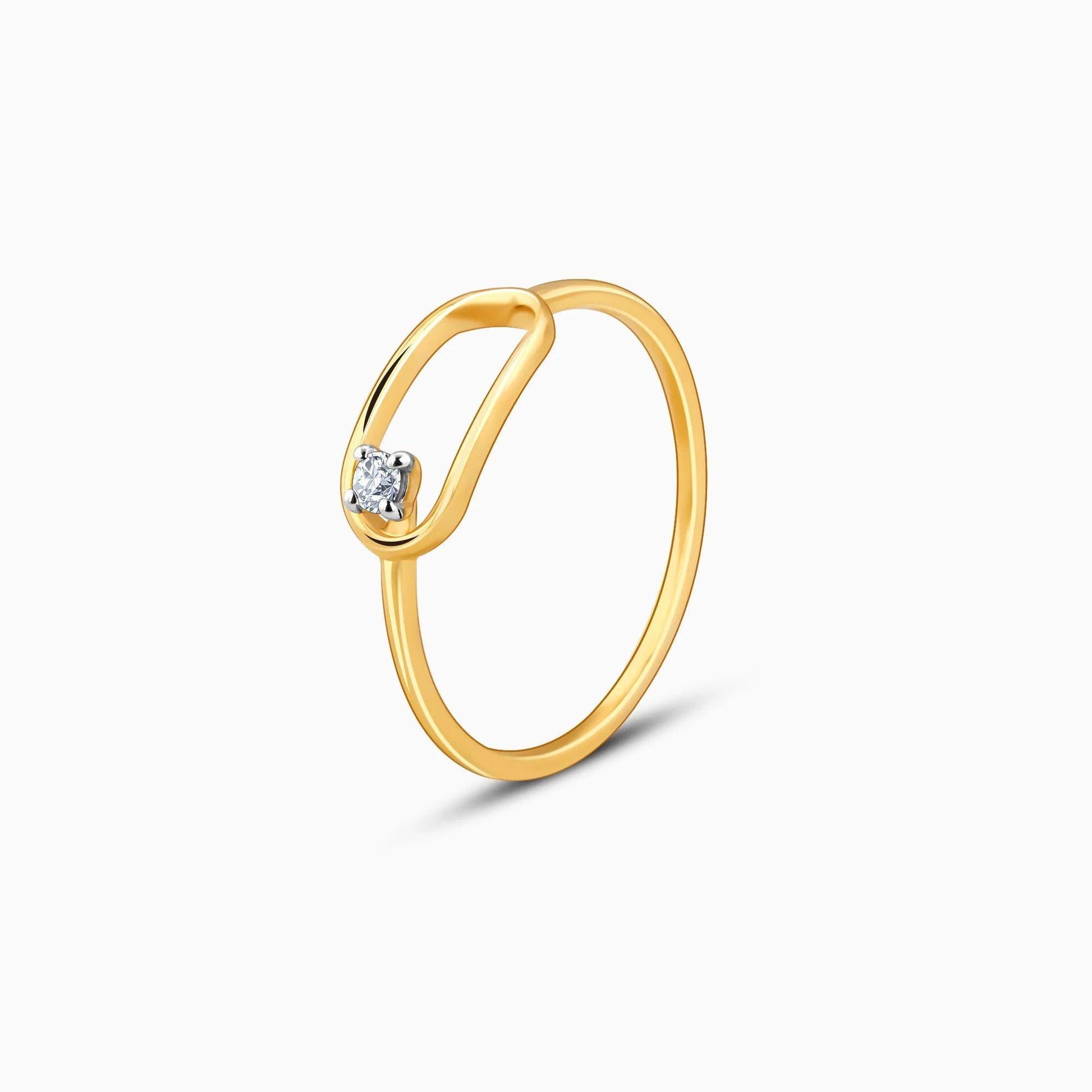 14K Yellow Gold Lab Diamond Ring: Minimalist Open Band Design