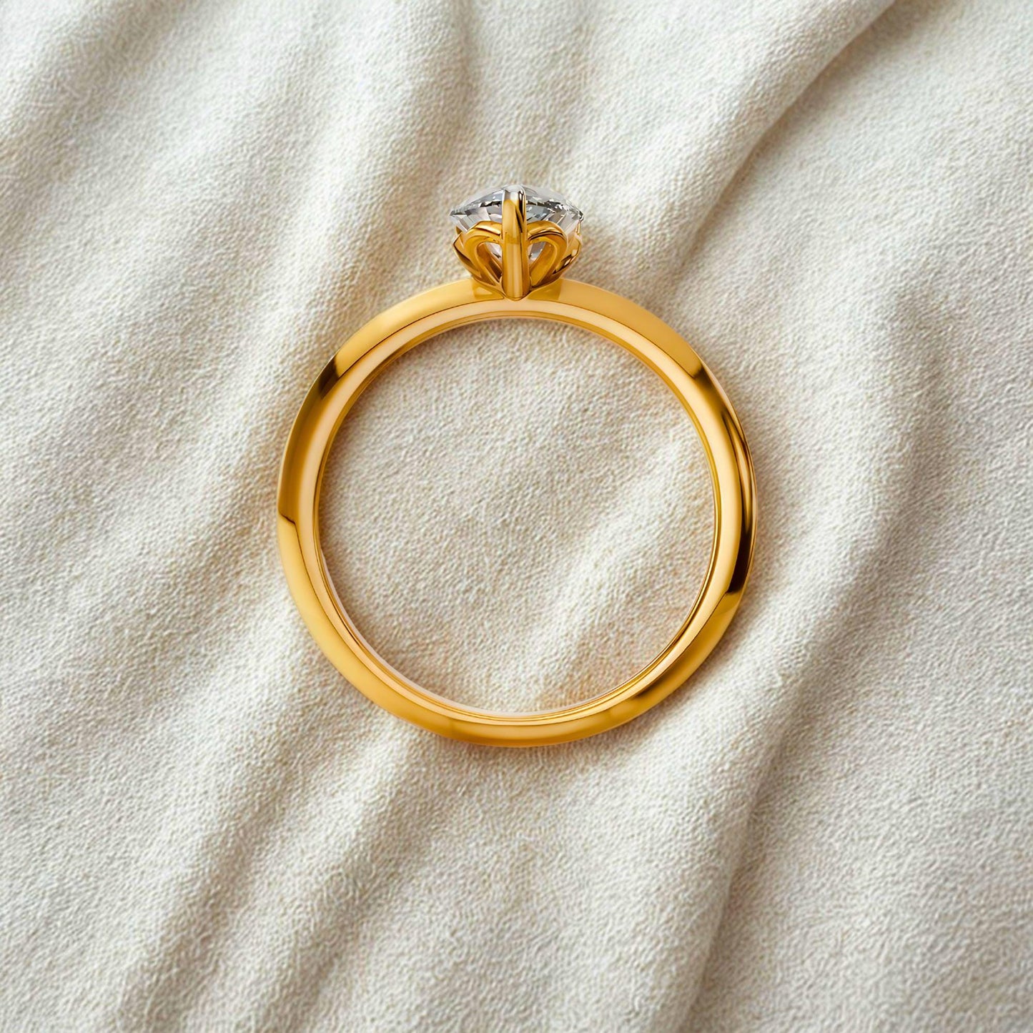 14K Yellow Gold Pear Lab Diamond Solitaire Engagement Ring (0.30 CT)