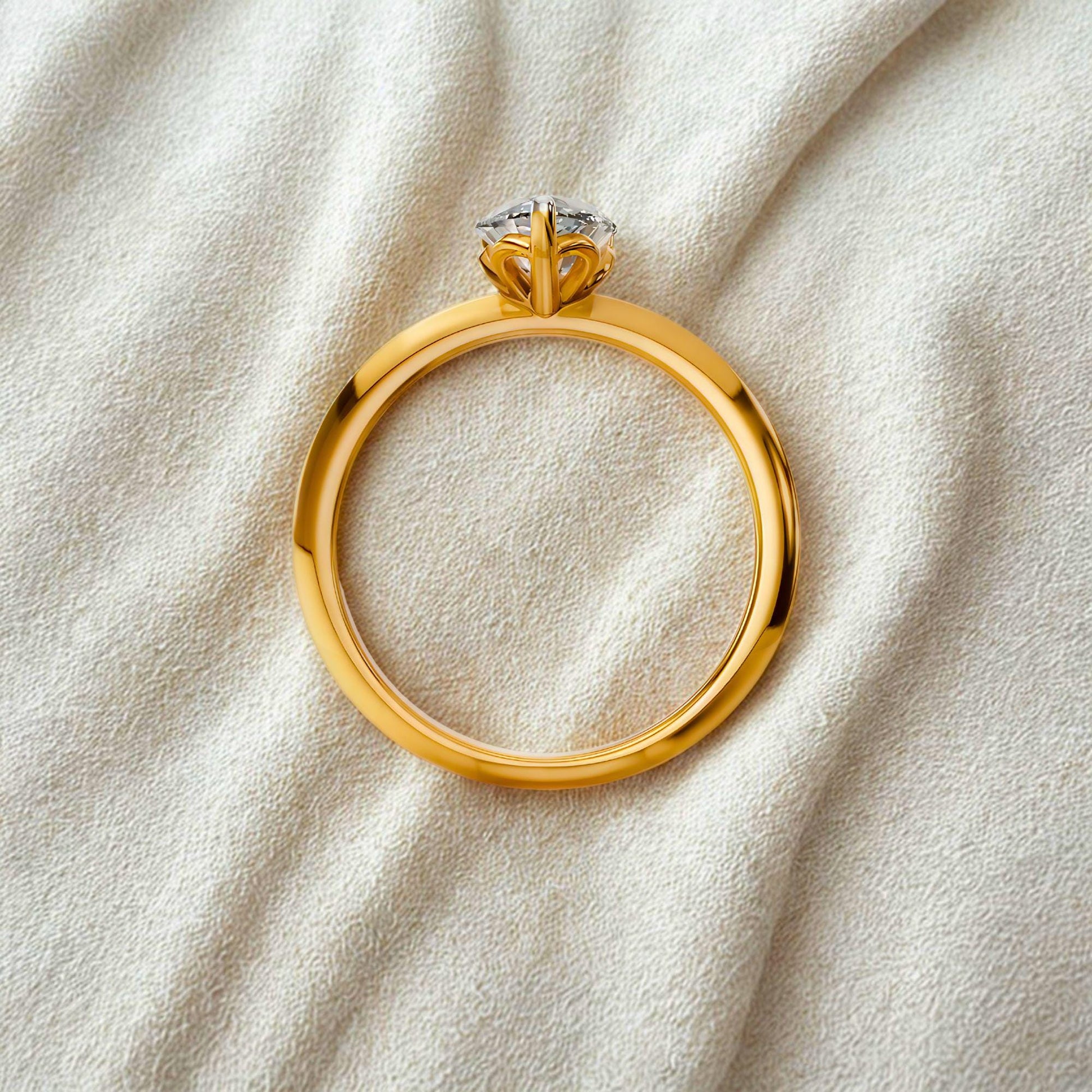 14K Yellow Gold Pear Lab Diamond Solitaire Engagement Ring (0.30 CT)