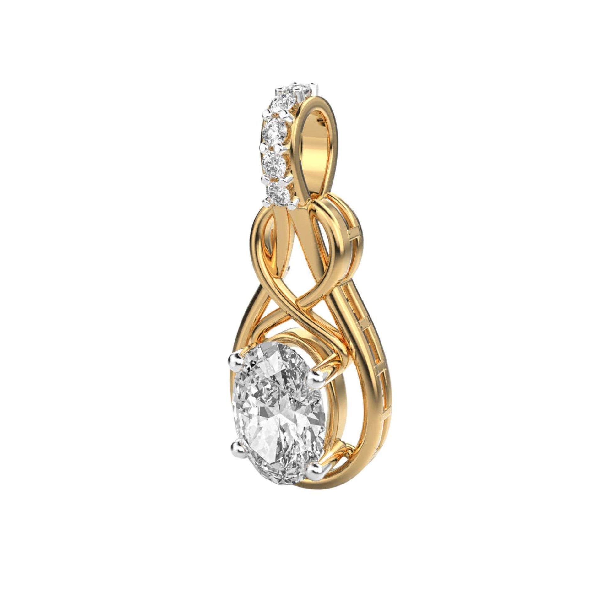 14K Yellow Gold Oval Diamond Cage Pendant 2.10 Ct EF VVS/VS 6 Stones (No Chain)