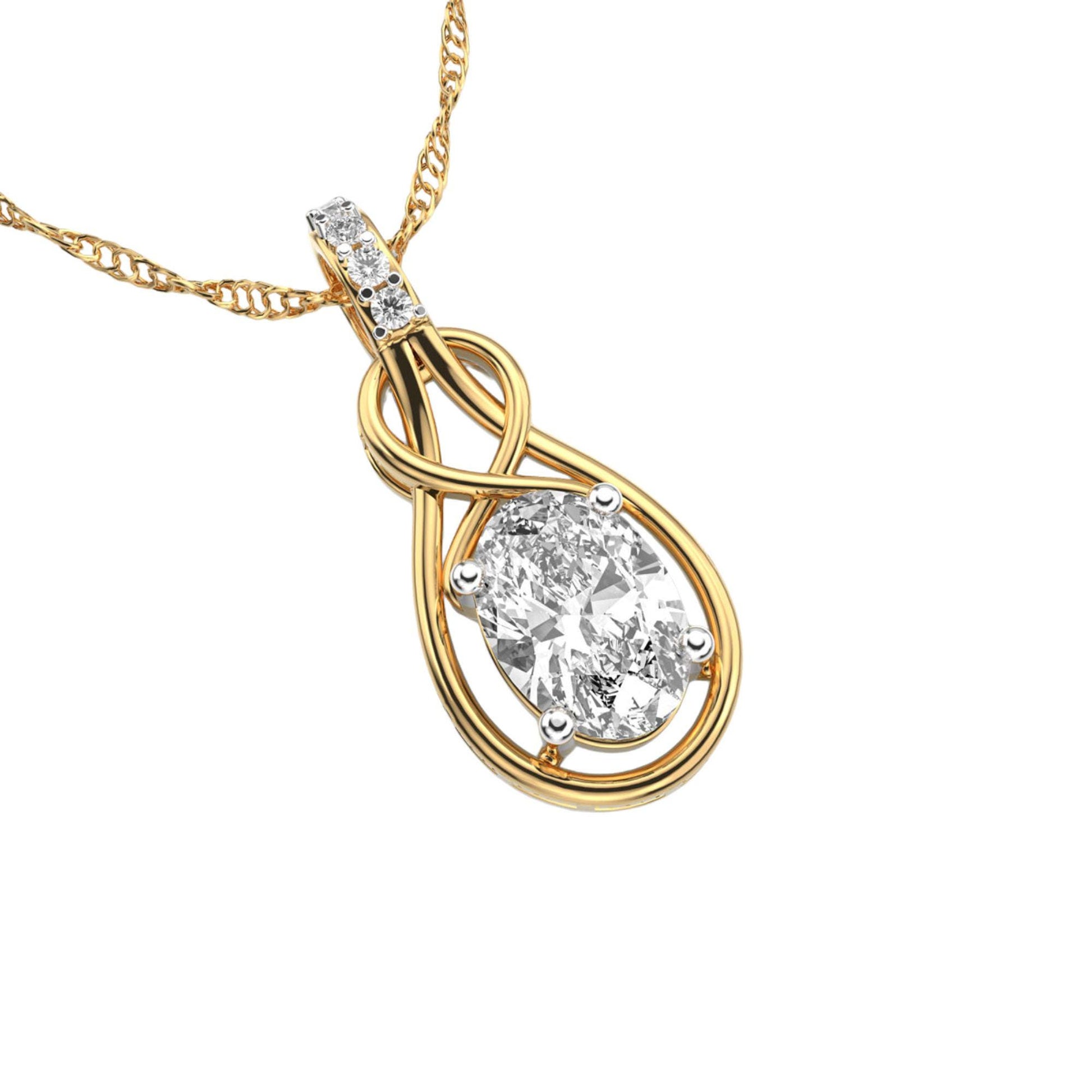 14K Yellow Gold Oval Diamond Cage Pendant 2.10 Ct EF VVS/VS 6 Stones (No Chain)