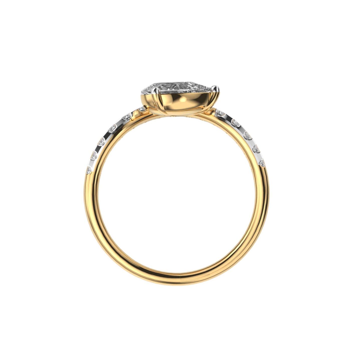 14K Yellow Gold Lab Grown Diamond Ring 1.094Ct Pear & Round EF VVS/VS 16 Stones