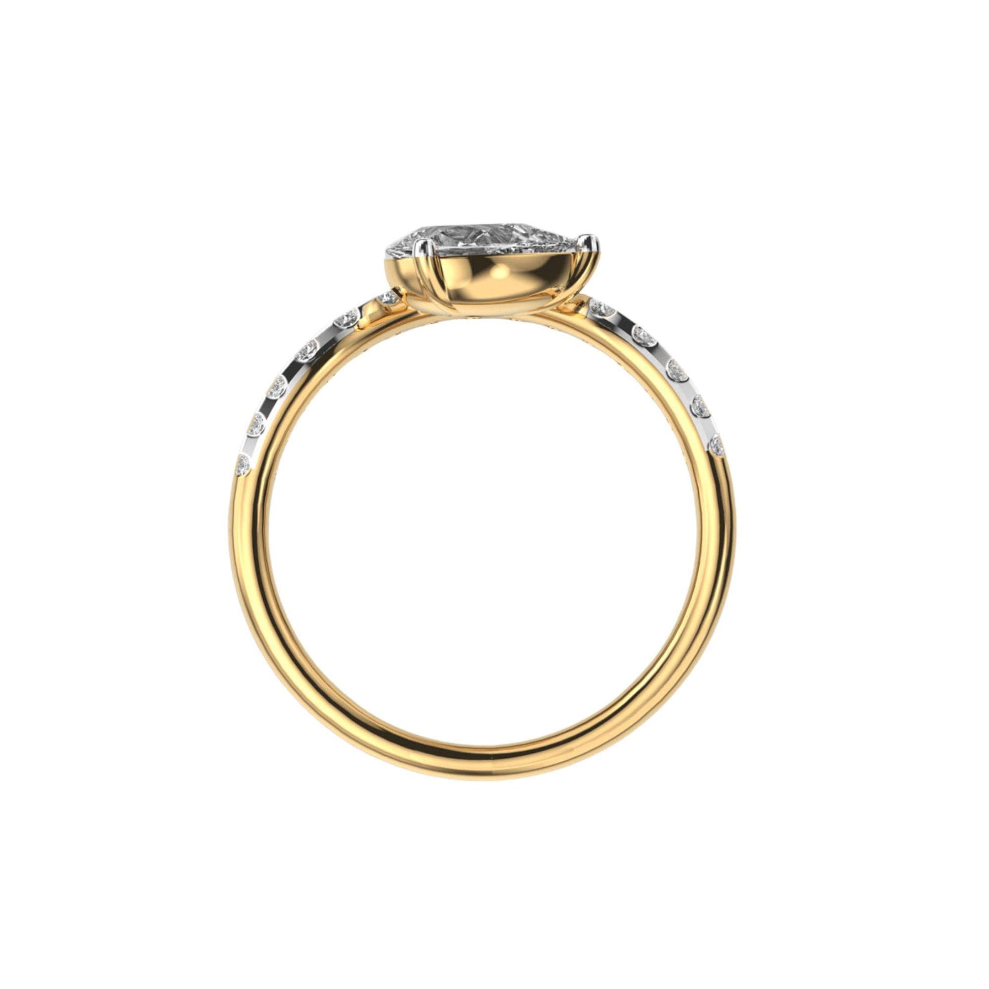 14K Yellow Gold Lab Grown Diamond Ring 1.094Ct Pear & Round EF VVS/VS 16 Stones