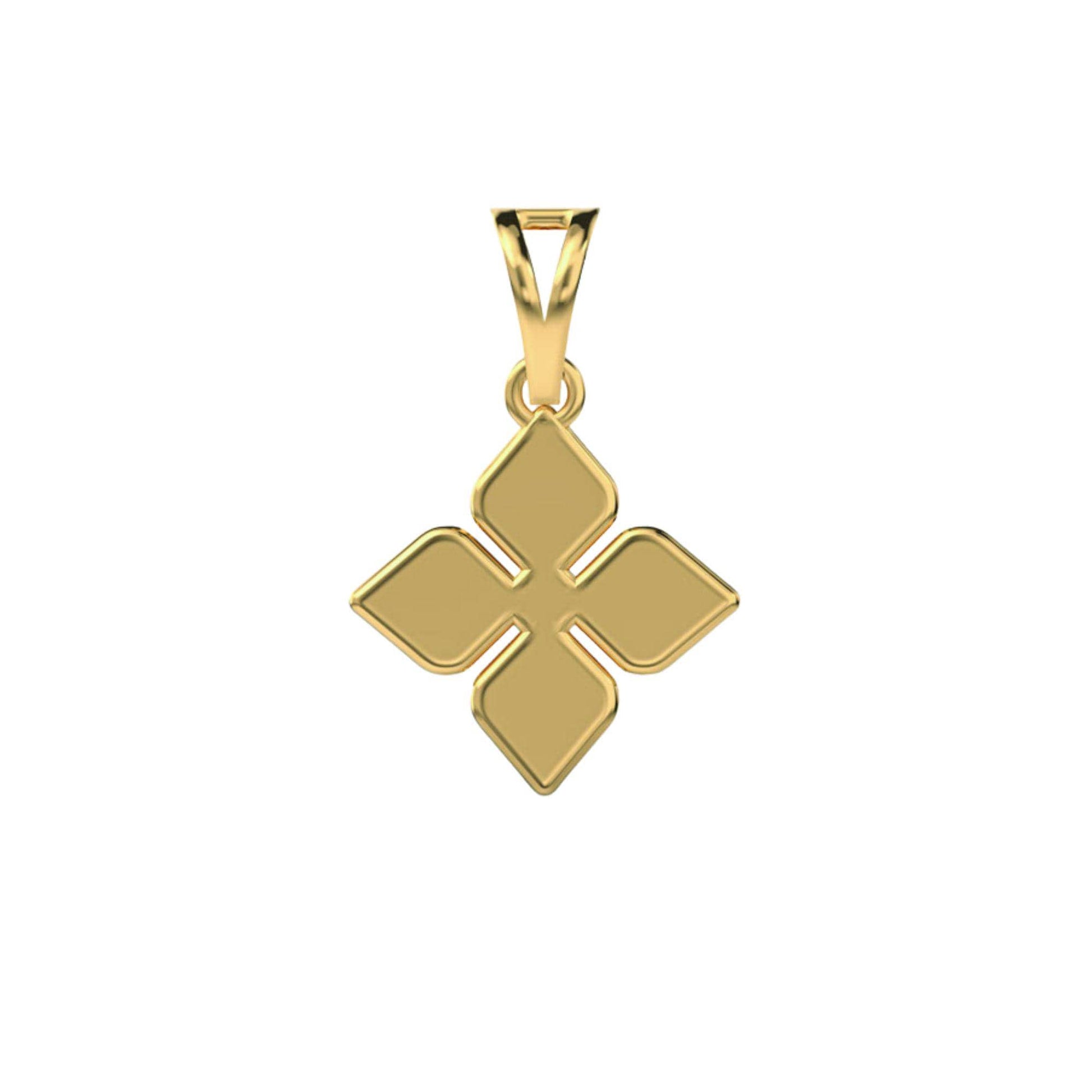 14K Yellow Gold Floral Diamond Pendant 0.15Ct Round EF VVS/VS 16 Stones No Chain