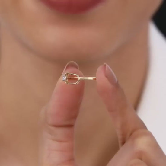14K Yellow Gold Lab Diamond Ring: Minimalist Open Band Design